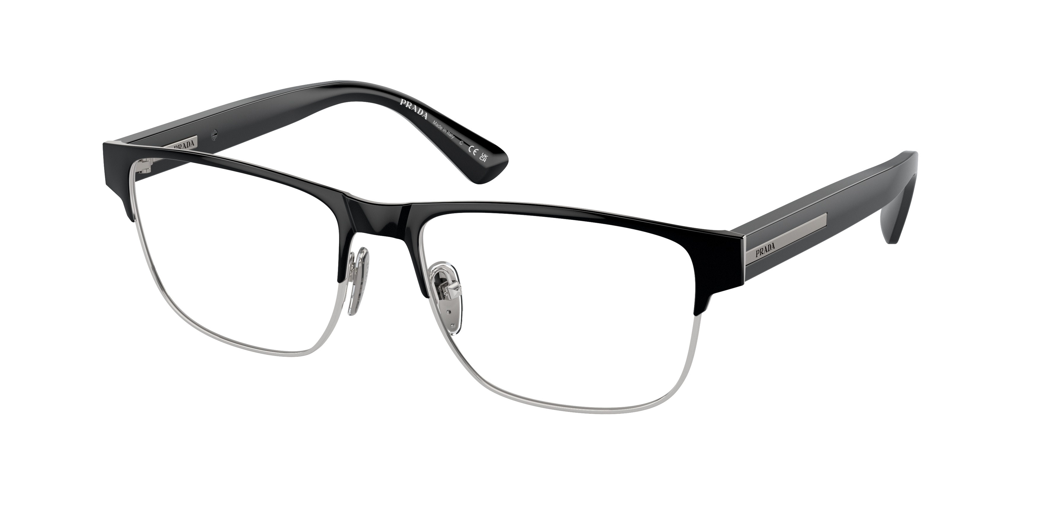 Prada Man PR 57ZV  1AB1O1 Vista frames Metal Black Transparent Pillow Normal-image